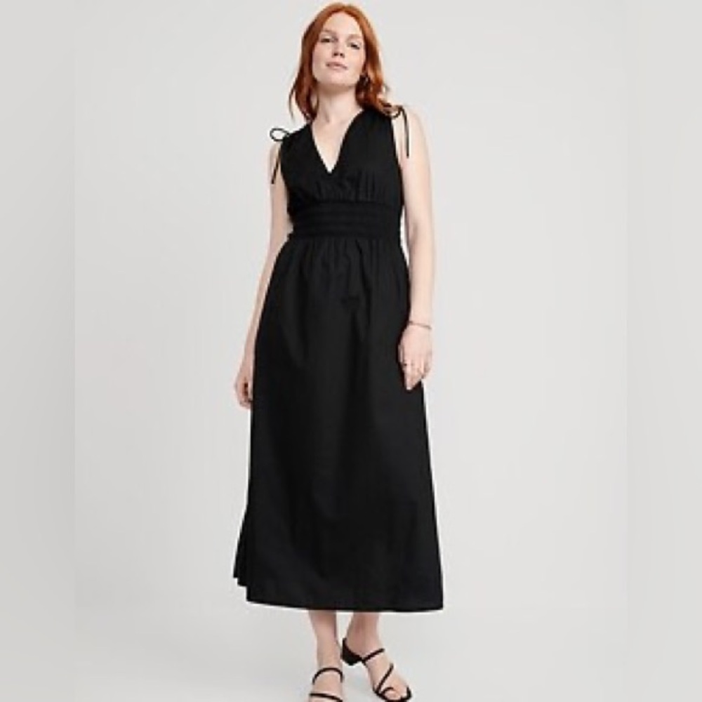 Tie shoulder v maxi dress